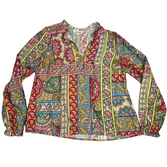 Boden Womens Size 10 Silk Viscose Romantic Blouse Multi Patchwork - Picture 1 of 10